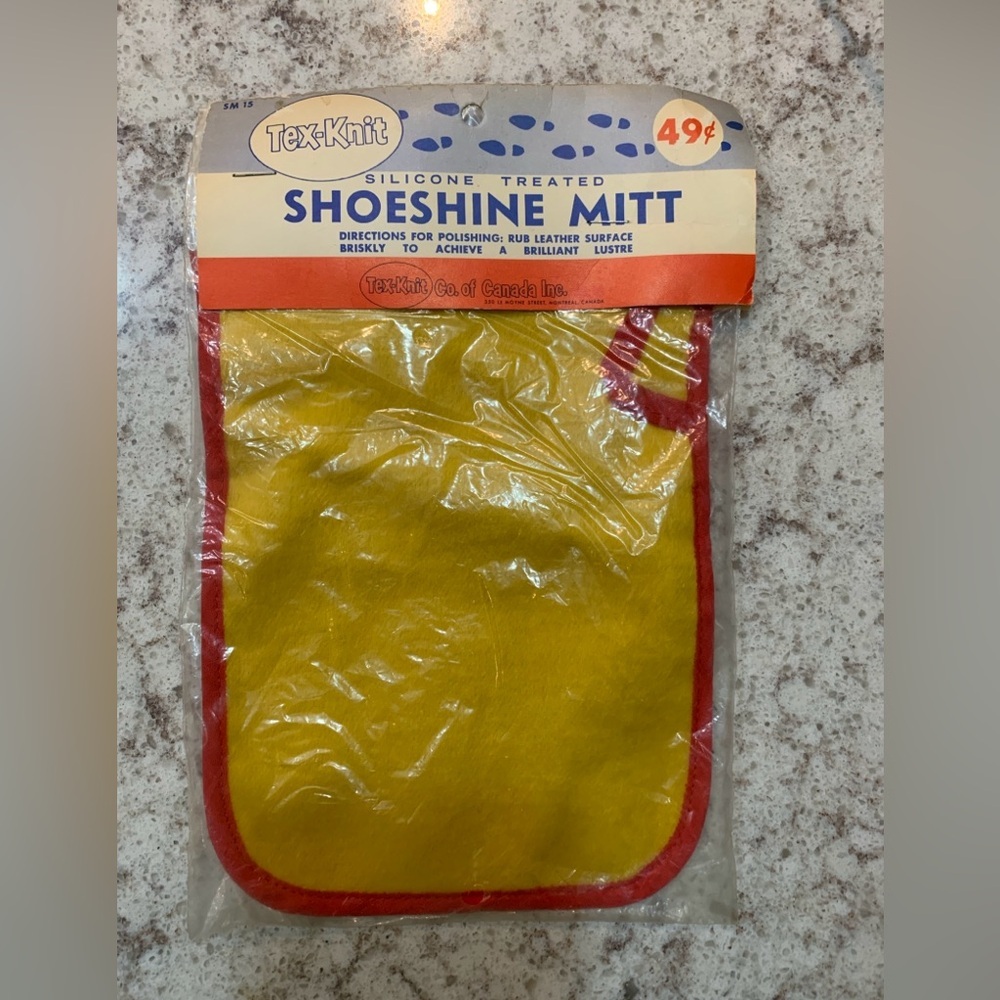 Vintage shoeshine mitt, silicone treated by Tex-Knit of Canada